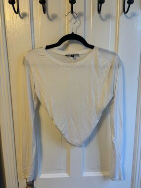 Lulu's White Long Sleeve Cropped Tee